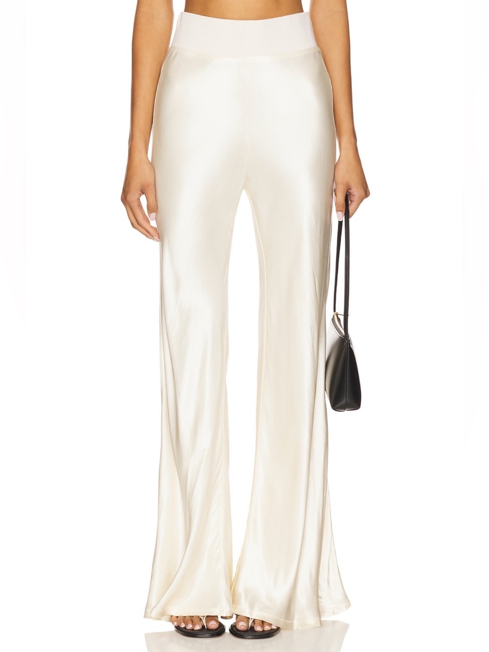 Enza Costa satin bias pants in antique white